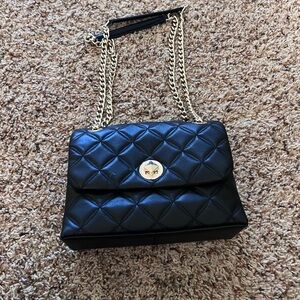 Kate Spade Black Quilted Shoulder Bag with Gold Chain